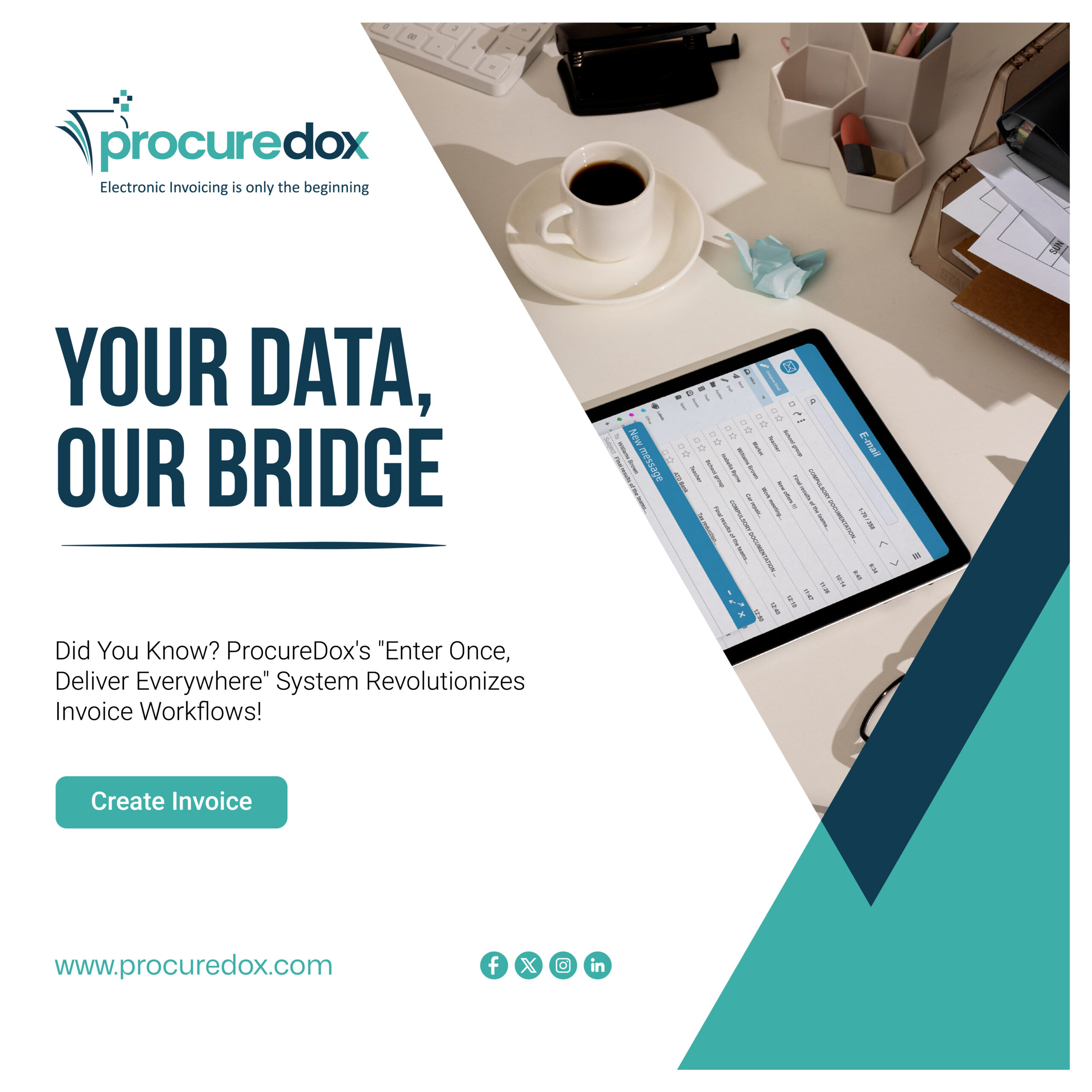 Did you know there’s a simpler way to manage your invoices that cuts out redundant steps? ProcureDox introduces an “enter once, deliver everywhere” system, making your invoicing effortless! 🔄🚀